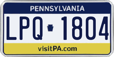 PA license plate LPQ1804