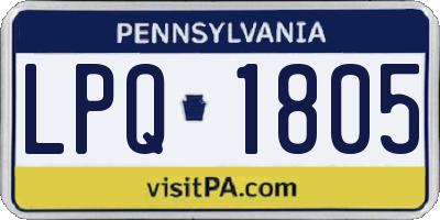 PA license plate LPQ1805
