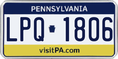 PA license plate LPQ1806