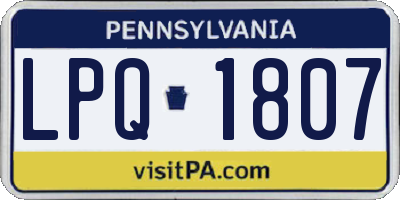 PA license plate LPQ1807
