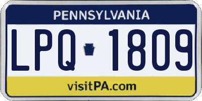PA license plate LPQ1809
