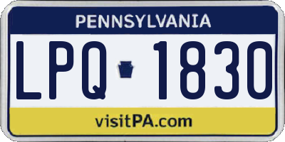 PA license plate LPQ1830
