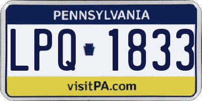 PA license plate LPQ1833
