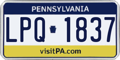 PA license plate LPQ1837