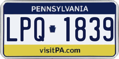 PA license plate LPQ1839