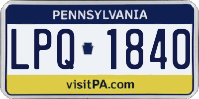 PA license plate LPQ1840