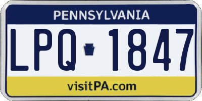 PA license plate LPQ1847