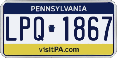 PA license plate LPQ1867