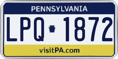 PA license plate LPQ1872
