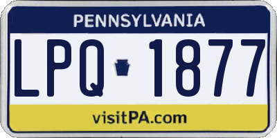 PA license plate LPQ1877