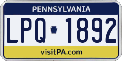 PA license plate LPQ1892