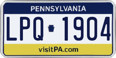 PA license plate LPQ1904