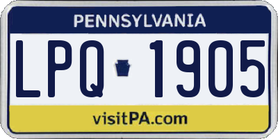PA license plate LPQ1905