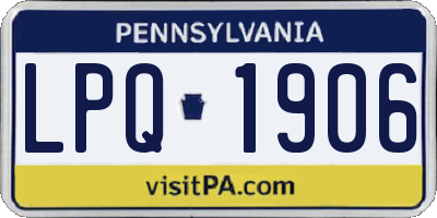 PA license plate LPQ1906