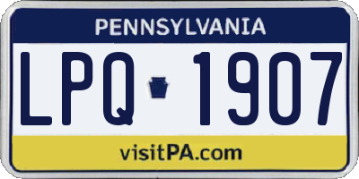 PA license plate LPQ1907