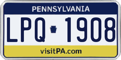 PA license plate LPQ1908