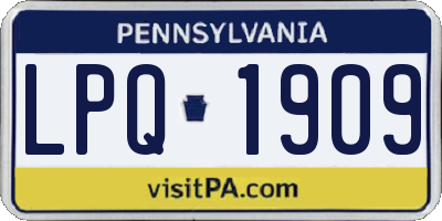 PA license plate LPQ1909