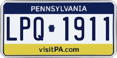 PA license plate LPQ1911
