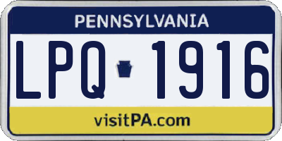 PA license plate LPQ1916