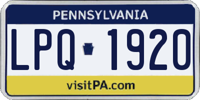 PA license plate LPQ1920