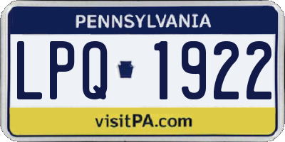 PA license plate LPQ1922