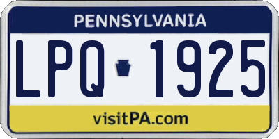 PA license plate LPQ1925