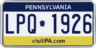 PA license plate LPQ1926