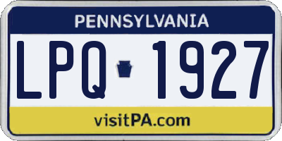 PA license plate LPQ1927