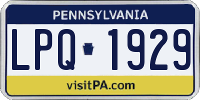 PA license plate LPQ1929