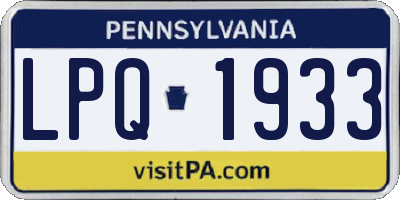PA license plate LPQ1933