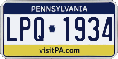 PA license plate LPQ1934