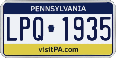 PA license plate LPQ1935
