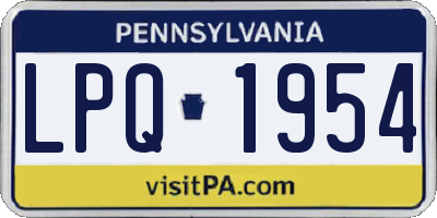 PA license plate LPQ1954