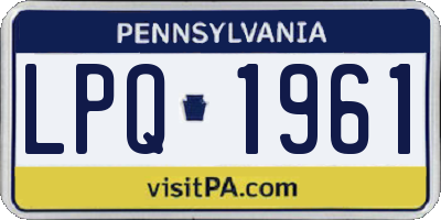 PA license plate LPQ1961