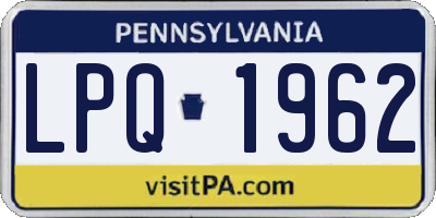 PA license plate LPQ1962