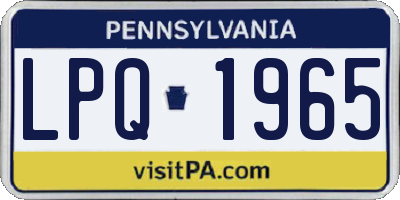 PA license plate LPQ1965