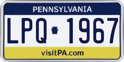 PA license plate LPQ1967