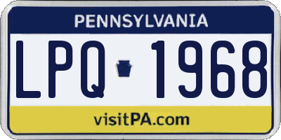 PA license plate LPQ1968