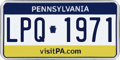 PA license plate LPQ1971