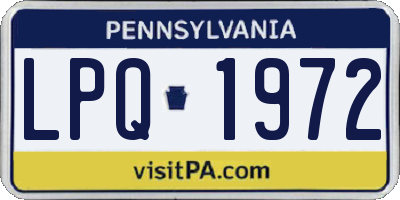 PA license plate LPQ1972