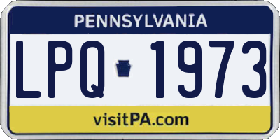 PA license plate LPQ1973
