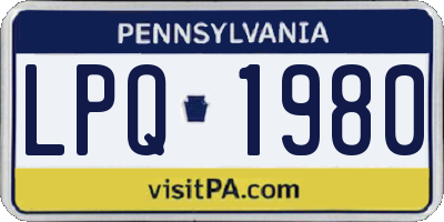 PA license plate LPQ1980