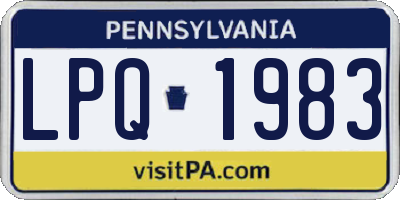 PA license plate LPQ1983