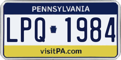PA license plate LPQ1984
