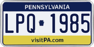 PA license plate LPQ1985