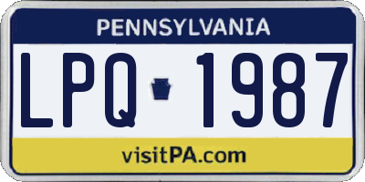 PA license plate LPQ1987