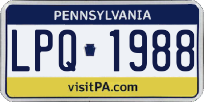PA license plate LPQ1988