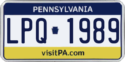 PA license plate LPQ1989