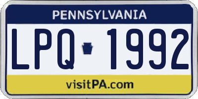 PA license plate LPQ1992