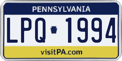PA license plate LPQ1994